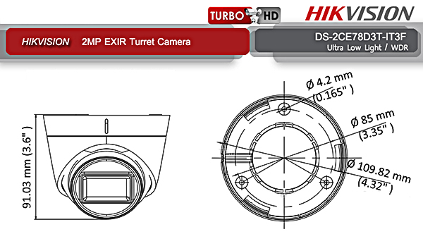 Ống kính tiêu cự F3.6mm (6mm tùy chọn) đem đến hình ảnh sắc nét