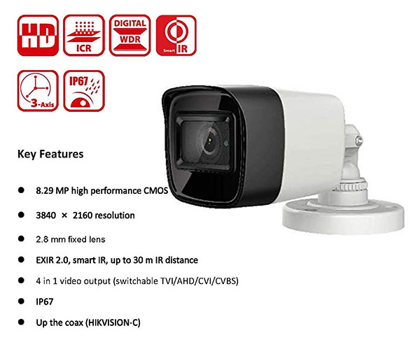 Camera Hikvision DS-2CE16U1T-ITF 8.3Mp HD-TVI Ultra HD 4K