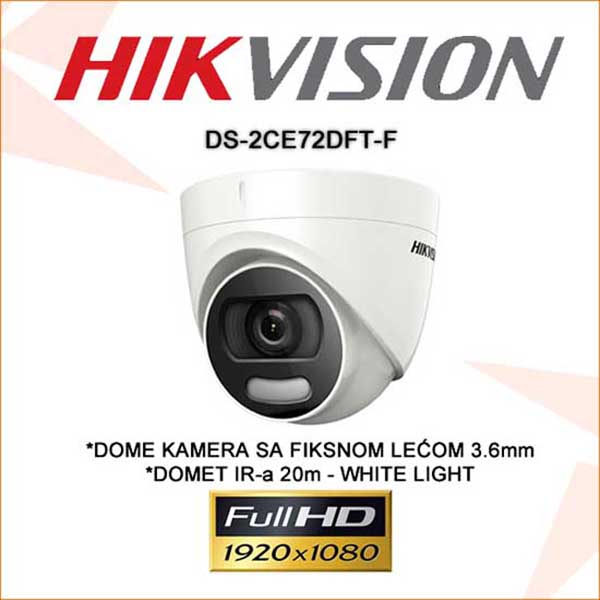 Camera Hikvision DS-2CE72DFT-F Dome HDTVI 5Mp