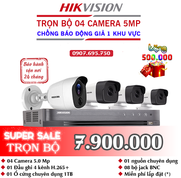 Trọn Bộ Camera Hikvision HD-TVI DS-2CE16H0T-ITPF và DS-2CE11H0T-PIRL 5.0 megapixel
