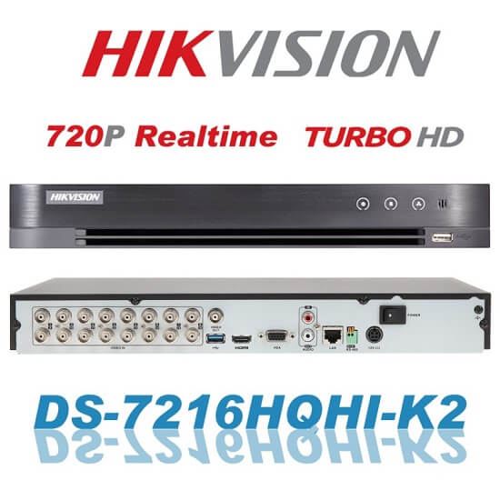 Mặt trước mặt sau của Đầu ghi hình Hikvision DS-7216HQHI-
