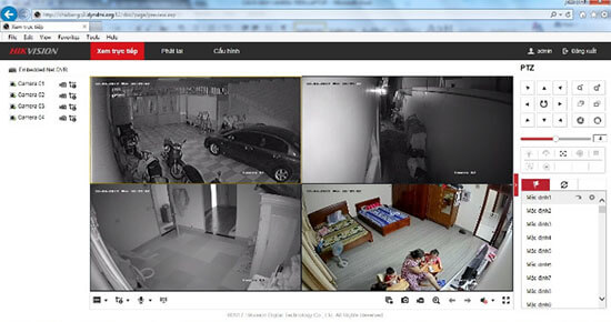 Hình ảnh thực tế xem camera Hikvision trên máy tính vào ban đêm