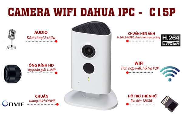 Camera IP Wifi 1.3MP Dahua IPC-C15P