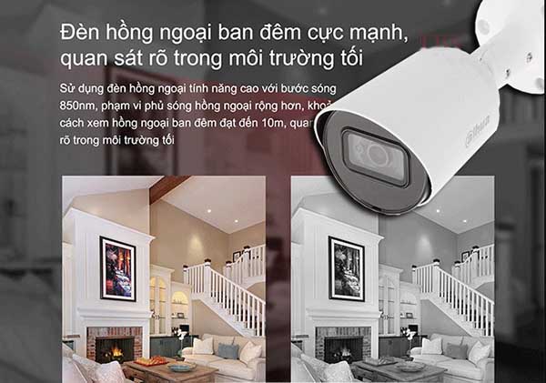 Chế độ ĐÈN LED hồng ngoại tự động bật/tắt giúp camera ghi hình liên tục 24/24