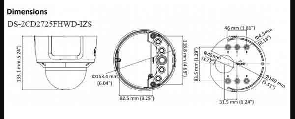 Bảng vẻ thiết kế ống kính của Hikvisiom DS-2CD2725FHWD-IZS giúp khả năng quan sát rộng