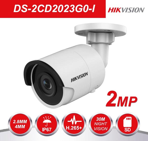 Camera IP Thân Ống Mini Hikvision DS-2CD2023G0-I có độ phân giải 2 megapixel