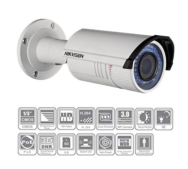 Camera IP thân trụ Hồng ngoại 30m Hikvision DS-2CD2632F-I có độ phân giải 3 megapixel