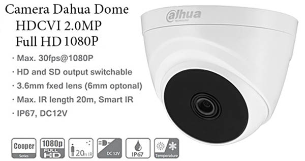 Tính năng Camera Dome HDCVI Cooper hồng ngoại 2.0 Megapixel Dahua HAC-T1A21P