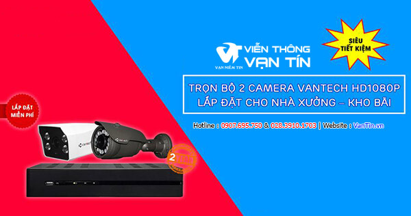 Lắp đặt trọn bộ 2 camera VANTECH HD1080P cho nhà xưởng