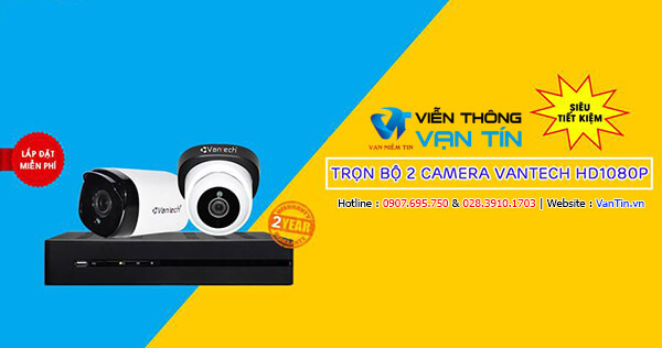 Lắp đặt Trọn bộ 2 camera VANTECH HD1080P cho gia đình