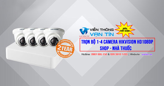 Trọn bộ 1-4 Camera Hikvision 2.0MP Cho Nhà Thuốc - Shop