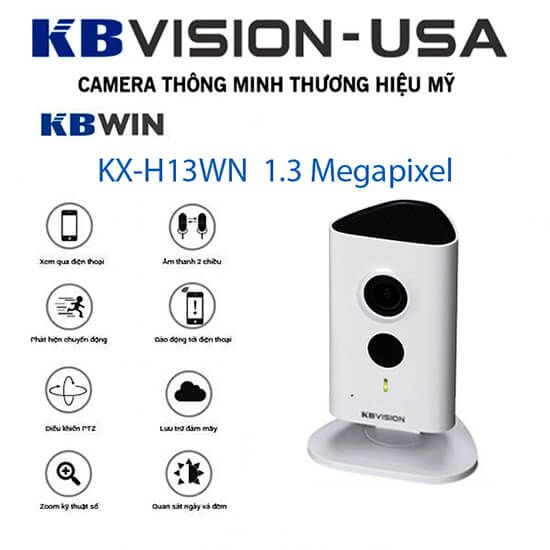 Tính năng Camera Smart IP 1.3 Megapixel F2.3mm Kbvision KX-H13WN