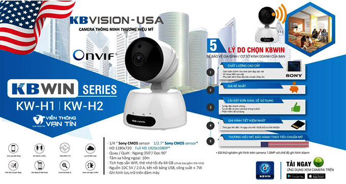 KBWin KW-H1 Camera IP Wifi Kbvison 720P hiện đại