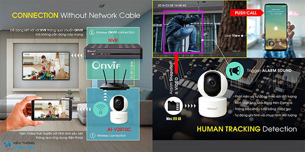 Camera AI Wifi 4MP Pan/Tilt Robot VANTECH AI-V2010C giá rẻ