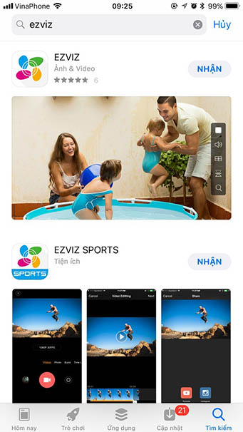 Ứng dụng xem camera EZVIZ trên điện thoại