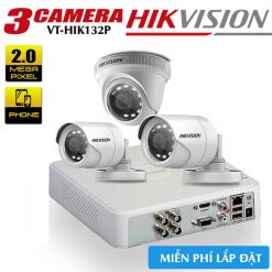 Trọn Bộ 3 Camera HD-TVI Hikvision 2.0MP Gói Lắp Đặt VT-HIK132P