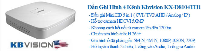 Đầu ghi Kbvision Mini HD 5in1 chuẩn nén H.265+