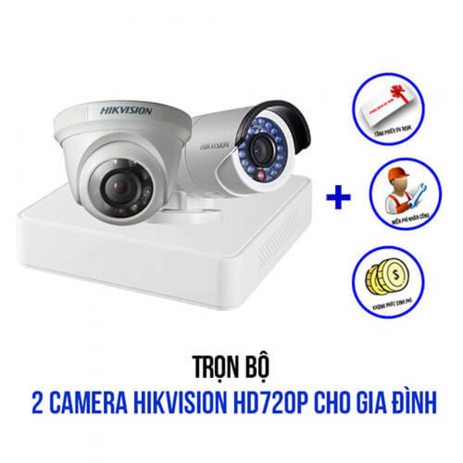 Khuyến Mãi Trọn Bộ 2 Camera Hikvision HD 720P Cho Nhà Ở
