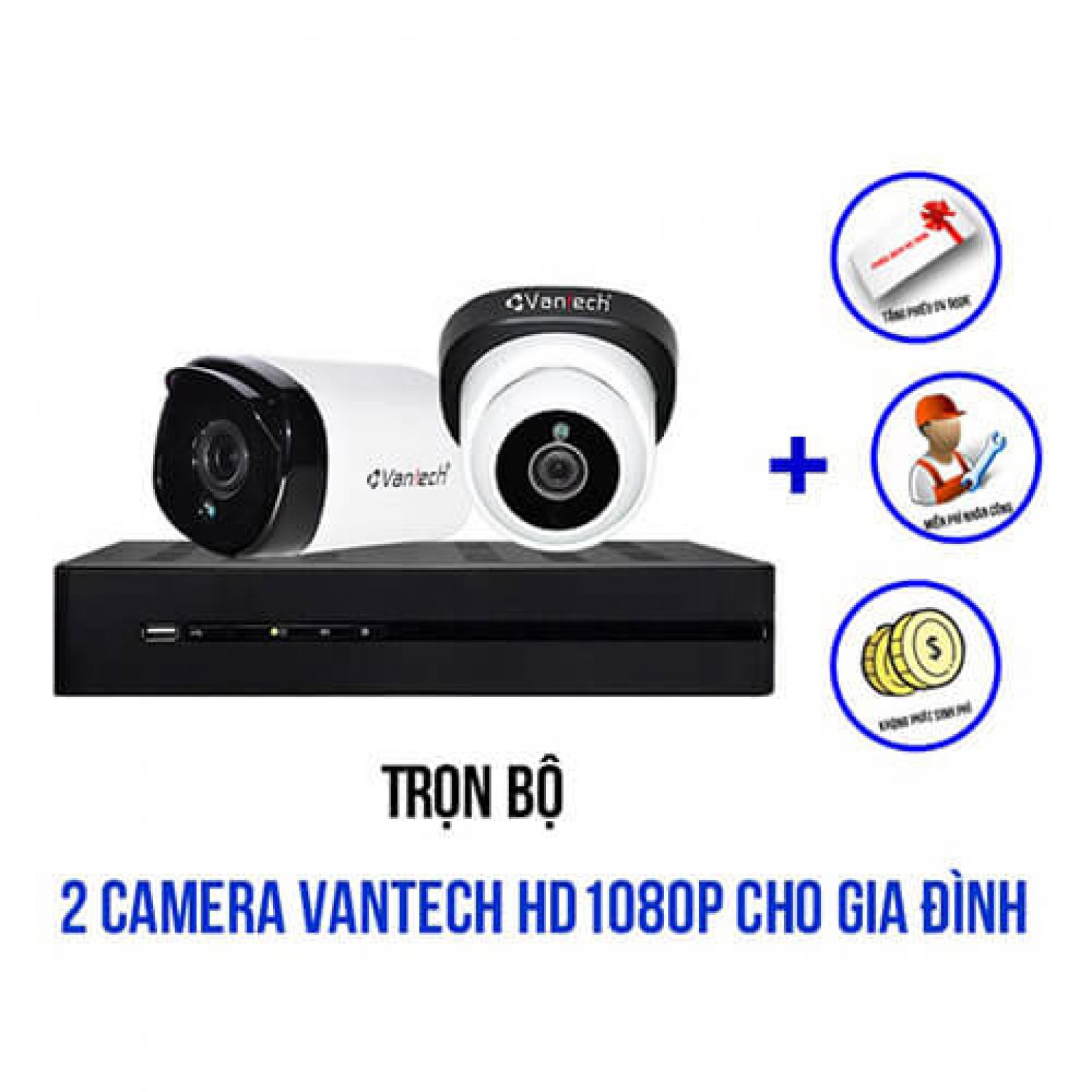 Trọn Bộ 2 Camera Vantech Full HD 1080P 3in1 Giá Rẻ TPHCM