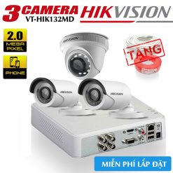 Trọn Bộ 3 Camera HDTVI Hikvision Full HD 1080P Vỏ Kim Loại