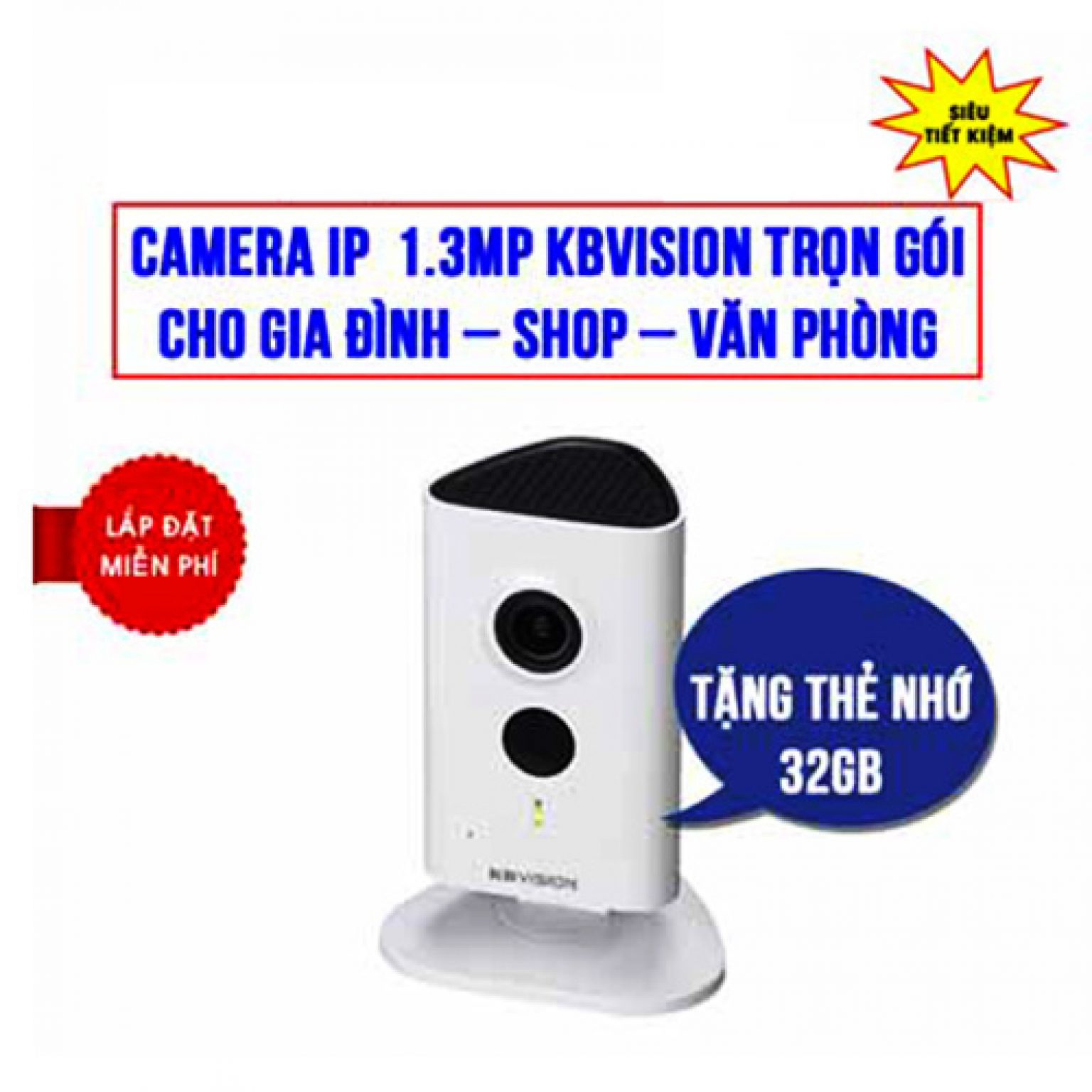 Trọn bộ camera Kbvision KBI-H13WN không dây giá rẻ HCM