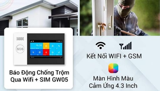 Màn Hình Báo Động Chống Trộm Cao Cấp Qua WIFI/SIM SmartZ GW05