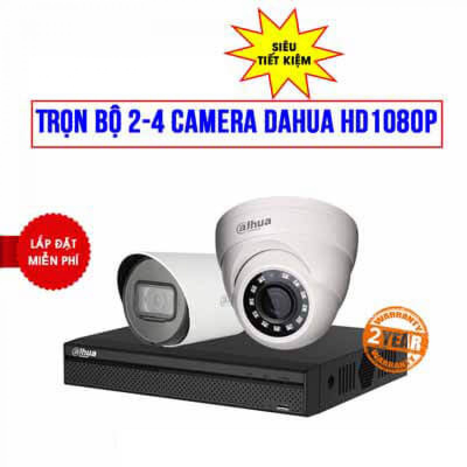 Lắp Đặt Trọn Bộ 2 Camera Dahua Full HD 1080P Cho Gia Đình