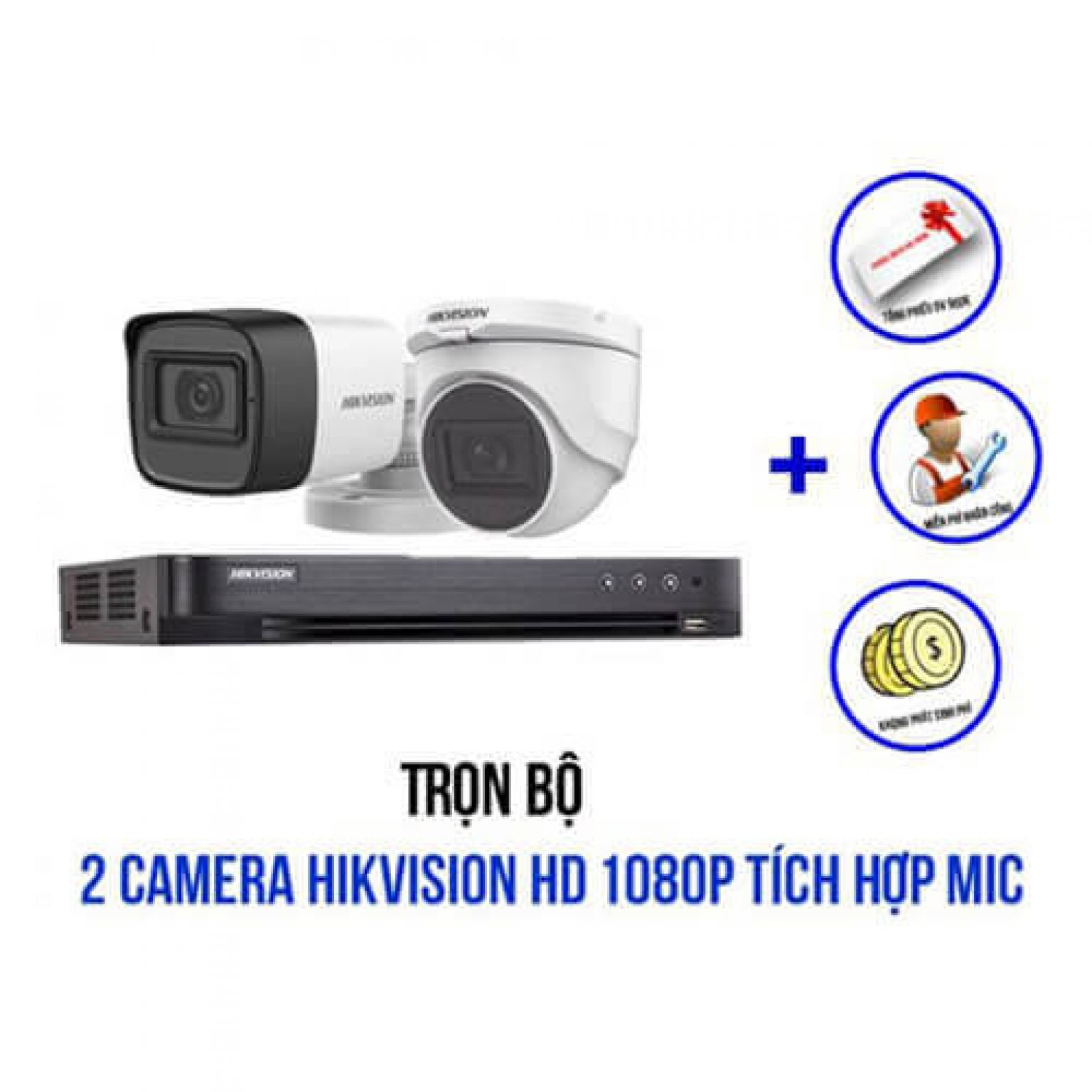 Trọn Bộ 2 Camera Hikvision 2MP Có Mic Giá Rẻ, Siêu Khuyến Mãi