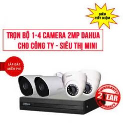 Trọn Bộ 1-4 Camera Dahua HDCVI 2.0MP Cho Công Ty – Siêu Thị Mini