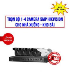 Trọn bộ 1-4 camera 5MP Hikvision cho kho xưởng, Khảo sát tư vấn Free