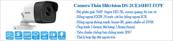 Camera Thân Trụ Hồng Ngoại 5M Hikvision DS-2CE16H0T-ITPF