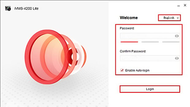 Enable Auto Login rồi bấm Login để đăng nhập iVMS-4200 Lite