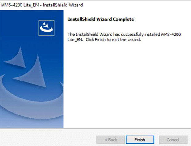 Finish để hoàn tất quá trình cài đặt phần mềm iVMS 4200 Lite PC