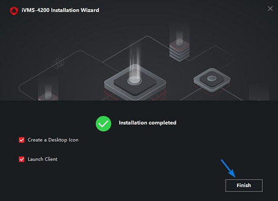 Hoàn tất tiến trình cài đặt iVMS-4200 Client trên máy tính