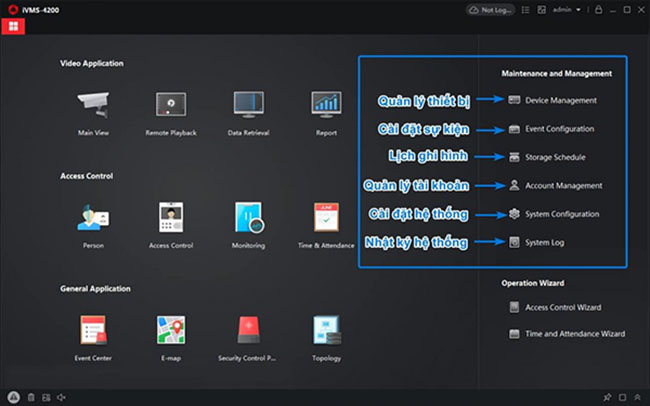 Tính năng menu Maintenace and Management trên iVMS 4200 cho PC