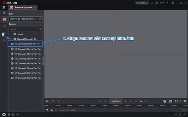 Chọn camera Hikvision cần xem lại hình ảnh
