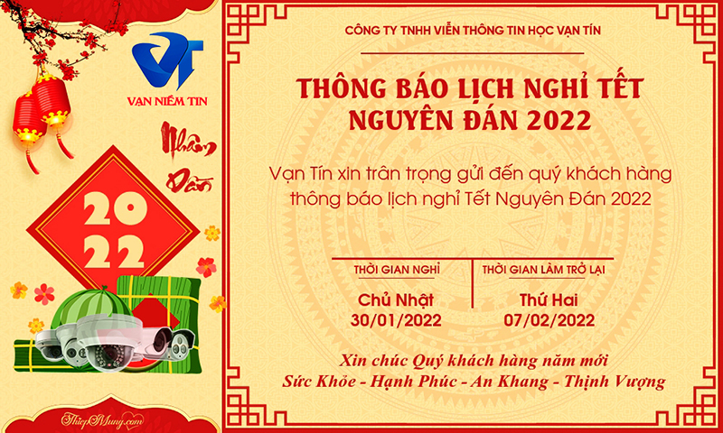 Vạn Tín Thông Báo Lịch Nghỉ Tết Âm Lịch Năm 2022