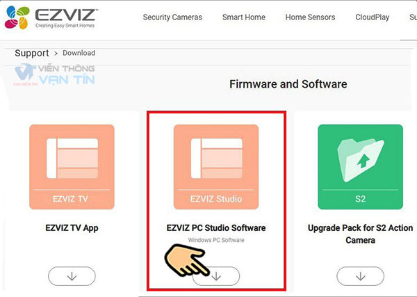 Chọn EZVIZ PC Studio Software để tải phần mềm