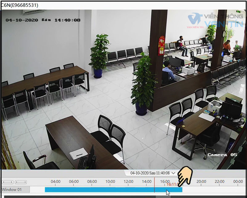 Chọn time xem lại camera trên phần mềm xem camera ezviz pc