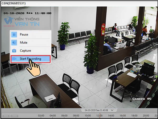 Start recording ghi âm trên phần mềm ezviz pc