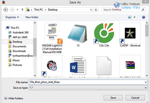 Chọn đường dẫn lưu file và lưu lại