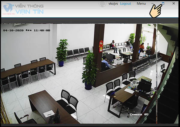 Mở to cửa sổ xem camera trên phần mềm xem camera ezviz pc