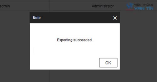 Thông báo thành công xuất file khôi phục mật khẩu đầu ghi