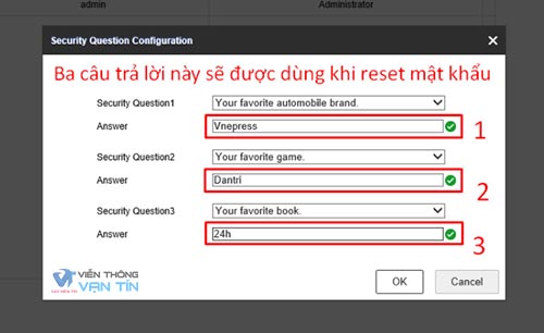 Trả lời các câu hỏi và lưu lại các câu trả lời