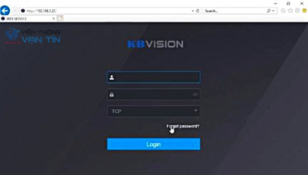 forgot password lấy lại mật khẩu đầu ghi kbvision bằng email