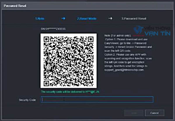 Qrcode lấy lại mật khẩu đầu ghi kbvision bằng email