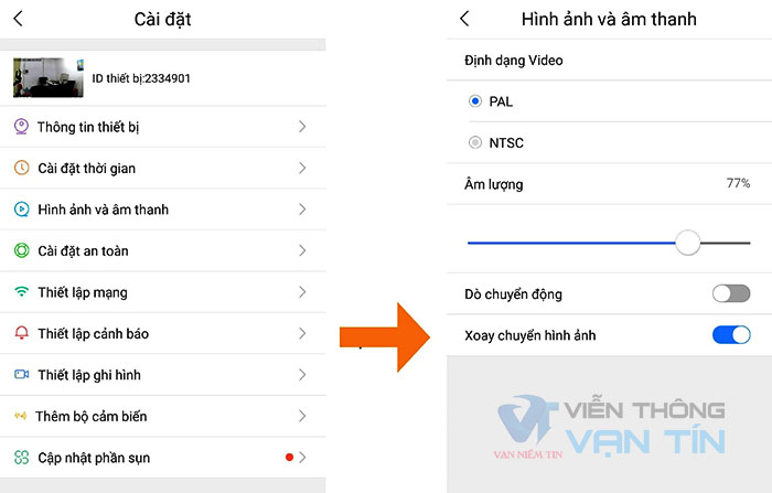 Bật chức năng xoay ngược hình ảnh
