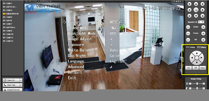 Menu OSD hiển thị và có thể được điều khiển bởi bảng điều hướng