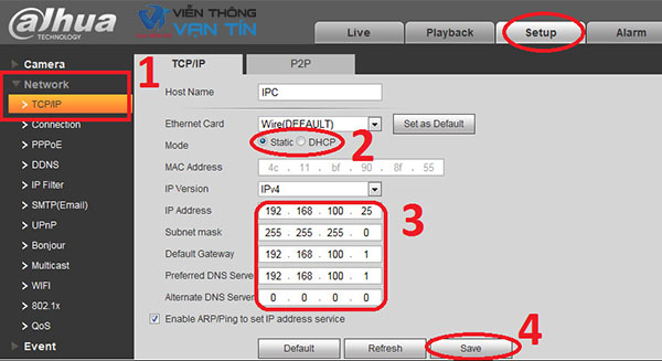 Thiết lập các thông số cần thiết camera IP Dahua
