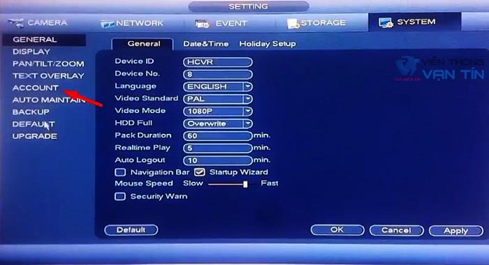 Đổi Mật Khẩu Đầu Ghi KBvision Trên Tivi Bước 4